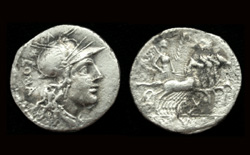 M Tullius, Denarius, Victory Driving Quadriga reverse, SOLD!